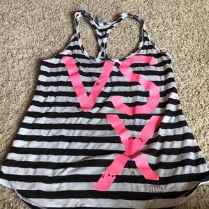 Victoria’s Secret black and white striped workout top
